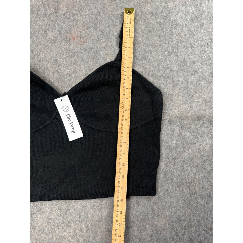 The Drop Cami Crop Top Womens L Black Ribbed Knit Sweetheart Boho Y2K Minimalist - Picture 4 of 5